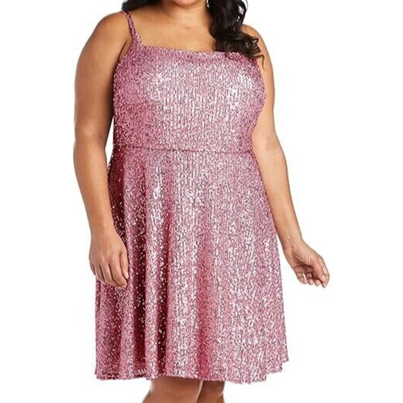 Morgan & Co Mini Sequined Evening Dress Adjustable Spaghetti Strap (Size 18W)NWT - Picture 1 of 9